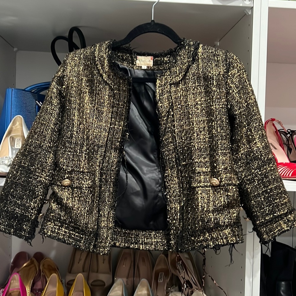 Tweeted metallic gold jacket